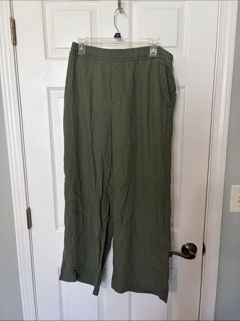 Old Navy Olive Wide-Leg Linen-Blend Pants